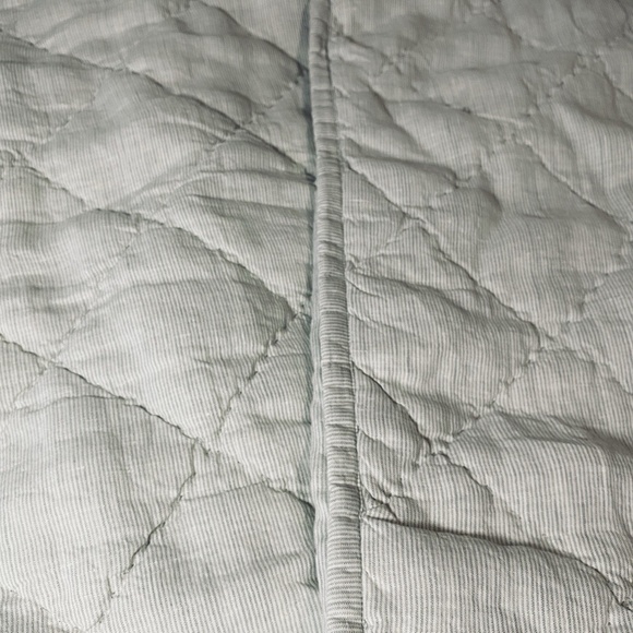 Pure Luxury 100% Linen Two Euro Shams Square Neutral Simple Coastal Stripes - Picture 12 of 15